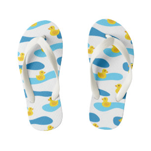 Yellow Rubber Duck Pattern Kid's Flip Flops