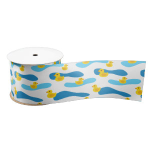 Yellow Rubber Duck Pattern Satin Ribbon