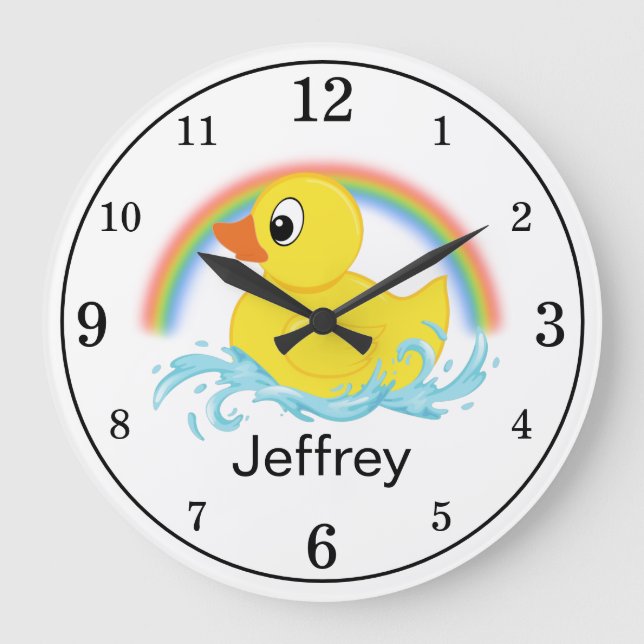 Yellow Rubber Duck Personalized Acrylic Large Clock (Front)