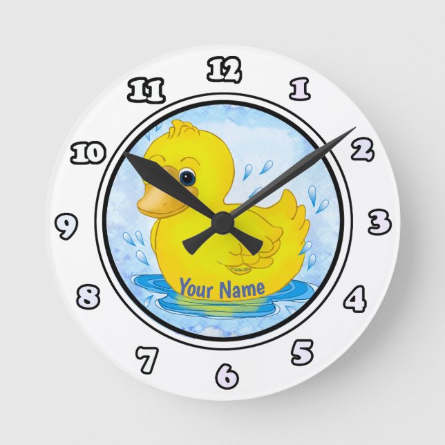 Yellow Rubber Duck Round Clock (Front)