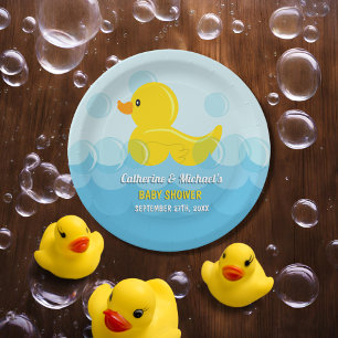 Yellow Rubber Duck Rub A Dub Dub Baby Shower Paper Plate