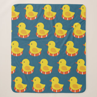 yellow rubber duck seamless pattern. Vintage illus Sherpa Blanket