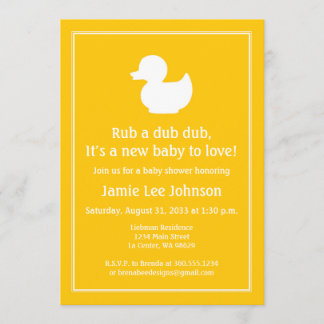 Yellow Rubber Duckie Baby Shower Invitation