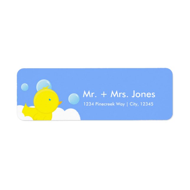 Yellow Rubber Duckie Bubble Bath Address Labels (Front)