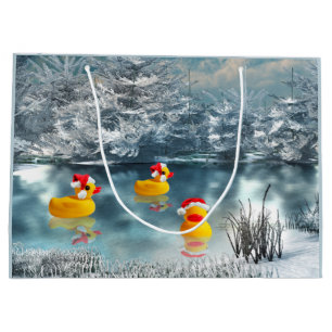 Yellow Rubber Duckie Christmas Large Gift Bag