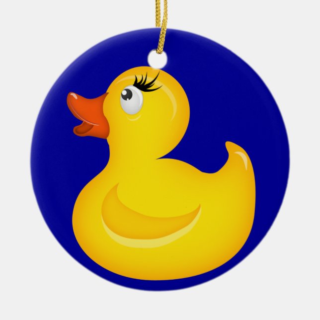 Yellow Rubber Duckies Ceramic Ornament (Front)