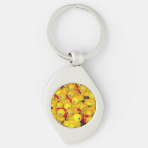 Yellow rubber duckies print key chain