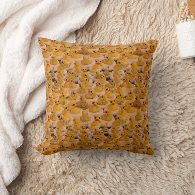 Yellow Rubber Ducks Animal Pattern Throw Pillow (Blanket)