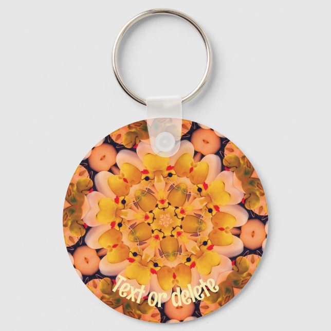 Yellow Rubber Ducks Kaleidoscope Personalized Keychain (Front)