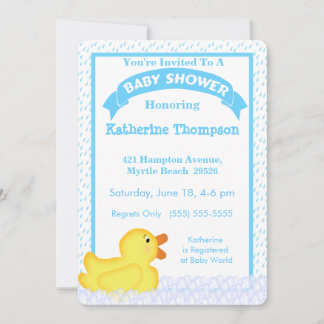 Yellow Rubber Ducky Baby Shower Invitation