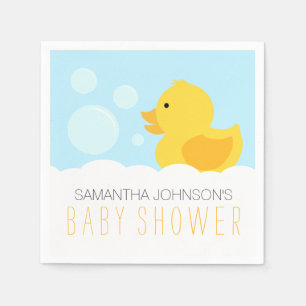 Yellow Rubber Ducky Bubble Bath Baby Shower Napkin