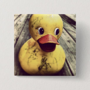 Yellow Rubber Ducky Covered in Dirt! 2 Inch Square Button