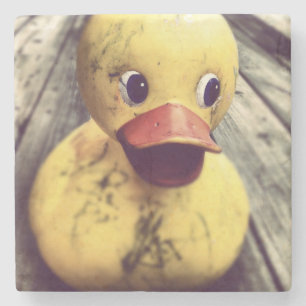 Yellow Rubber Ducky Covered in Dirt! Stone Coaster