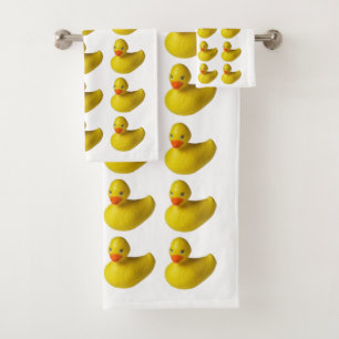 Yellow Rubber Ducky Duck Fun Kids Bath Time Towel Set