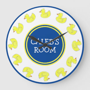 Yellow Rubber Ducky Duckie Bathtub Toys Bathroom Large Clock