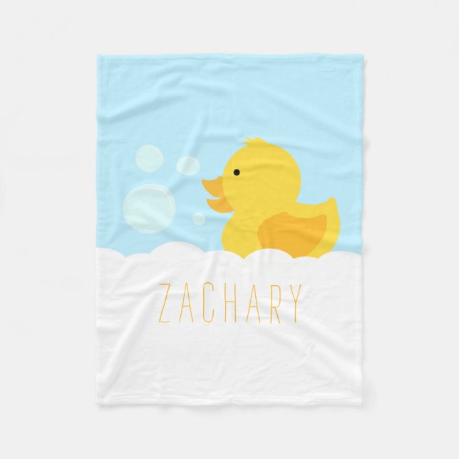 Yellow Rubber Ducky Fleece Blanket (Front)