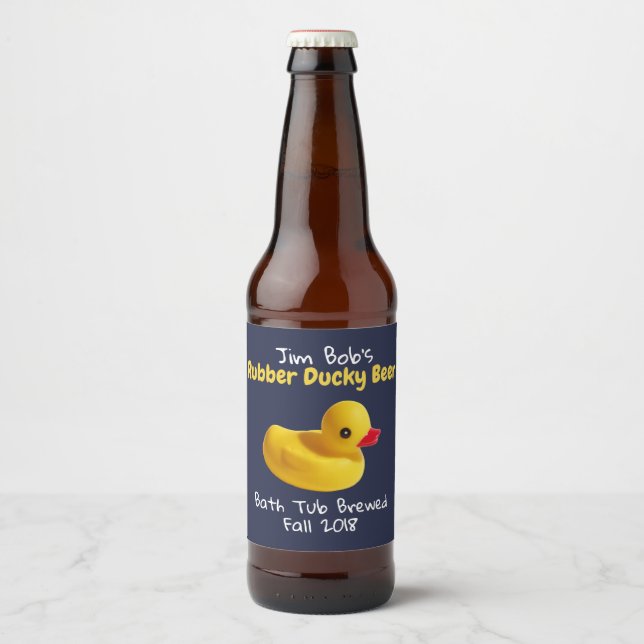Yellow Rubber Ducky Funny Custom Beer Label (Front)