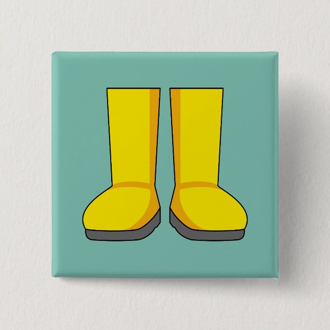Yellow Rubber Rain Boots 2 Inch Square Button (Front)