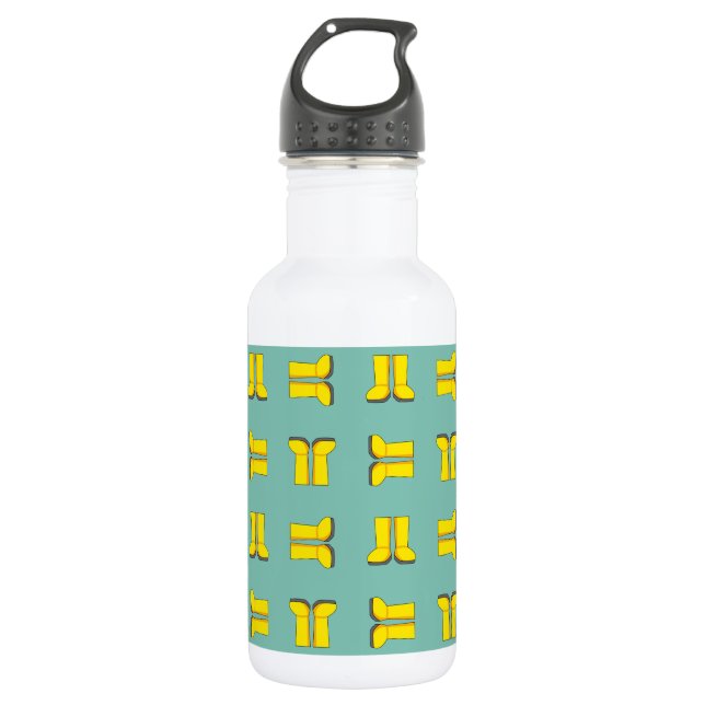 Yellow Rubber Rain Boots 532 Ml Water Bottle (Front)