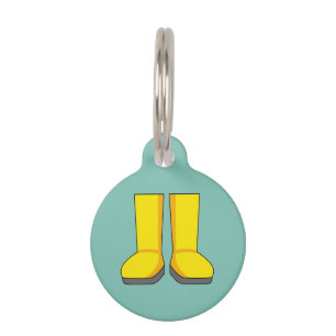 Yellow Rubber Rain Boots Add Name Pet Tag