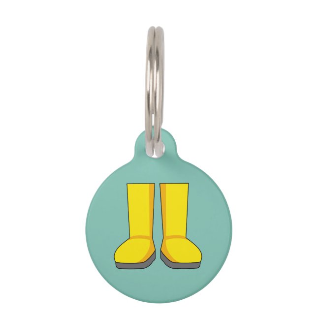 Yellow Rubber Rain Boots | Add Name Pet Tag (Front)