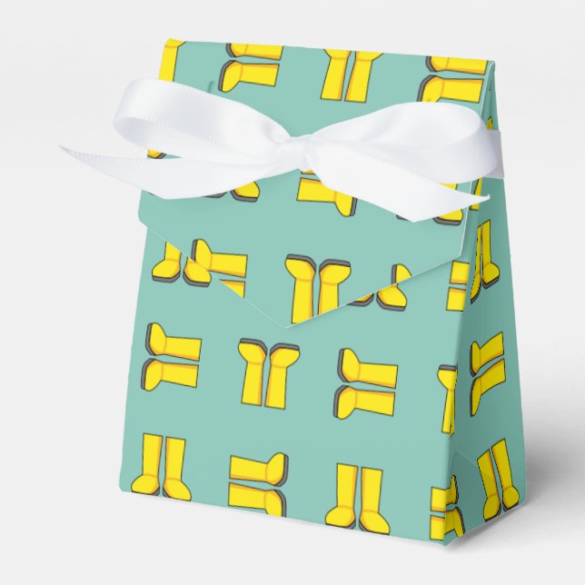 Yellow Rubber Rain Boots Favor Box (Front Side)