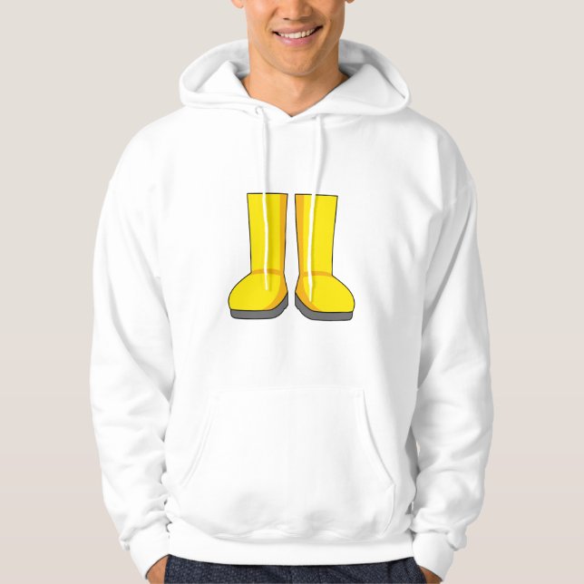 Yellow Rubber Rain Boots Hoodie (Front)