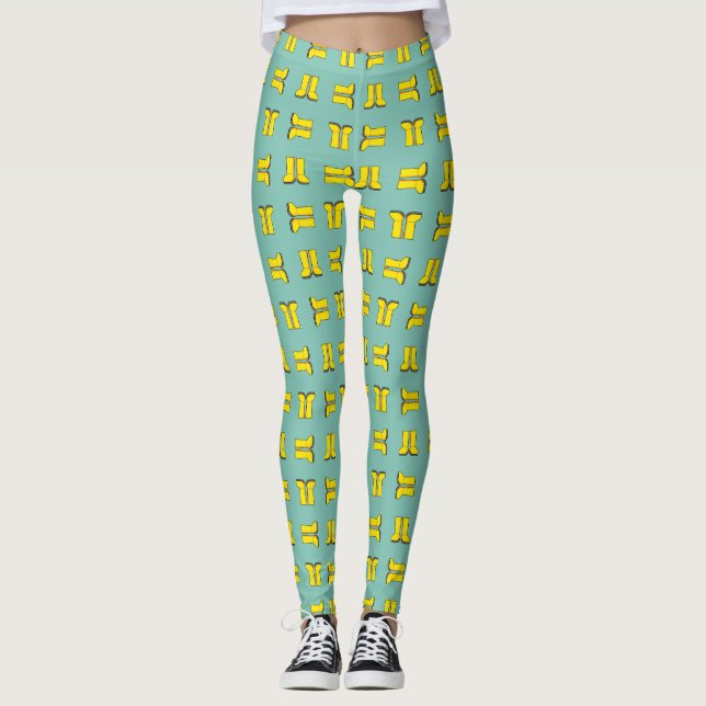 Yellow Rubber Rain Boots Leggings (Front)