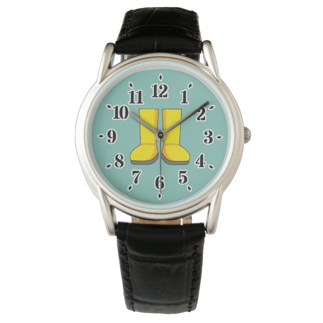Yellow Rubber Rain Boots Watch (Front)