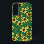 Yellow Rudbekia on dark green Samsung Galaxy Case<br><div class="desc">Hand-painted cvector pattern with yellow rudbekia flowers</div>