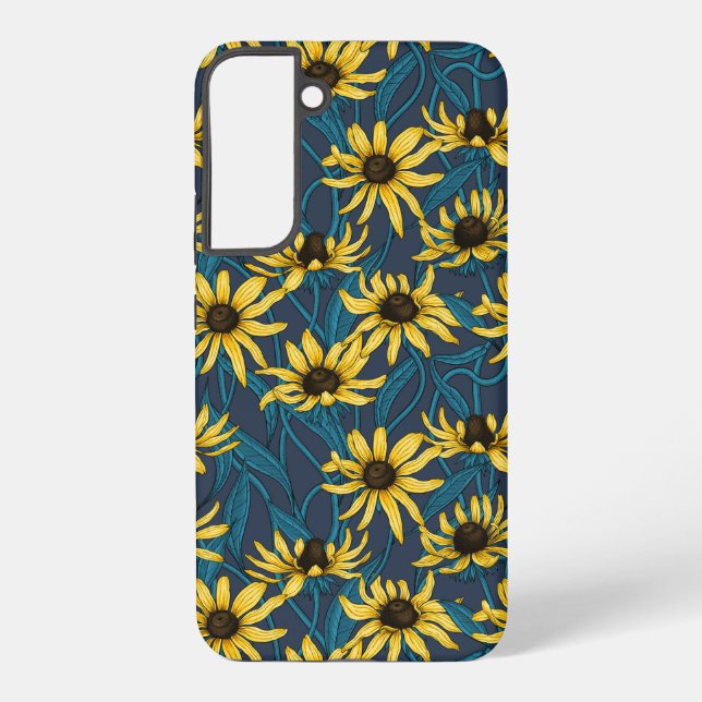 Yellow Rudbekia on navy Samsung Galaxy S22+ Case (Back)