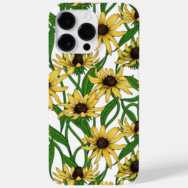 Yellow Rudbekia on white Case-Mate iPhone Case (Back)