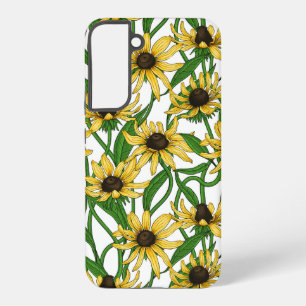 Yellow Rudbekia on white Samsung Galaxy Case
