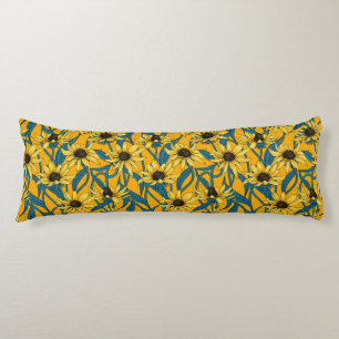 Yellow Rudbekia on yellow Body Pillow