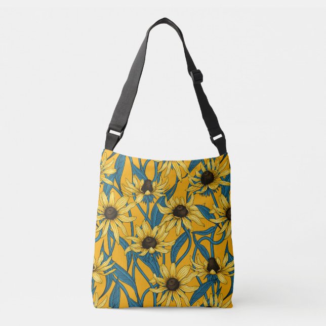 Yellow Rudbekia on yellow Crossbody Bag (Front)