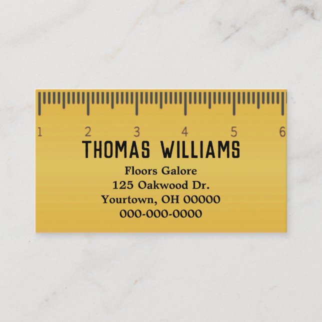 yellow ruler for carpet business card (Front)