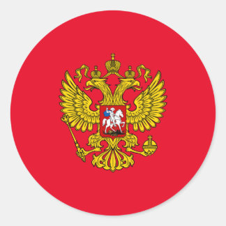 Yellow Russian Imperial Double Headed Eagle Emblem Classic Round Sticker
