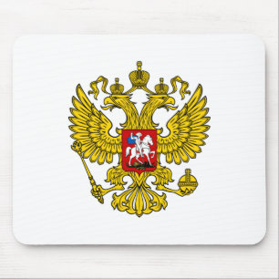 Yellow Russian Imperial Double Headed Eagle Emblem Mouse Pad