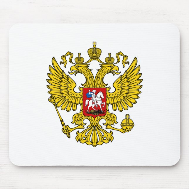 Yellow Russian Imperial Double Headed Eagle Emblem Mouse Pad (Front)