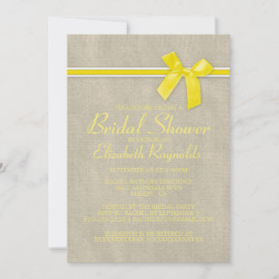 Yellow Rustic Burlap Bridal Shower Invitations