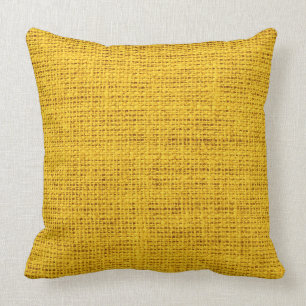 Yellow Rustic Burlap Linen Throw Pillow