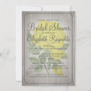 Yellow Rustic Floral Bridal Shower Invitations