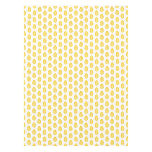 Yellow Rustic Floral Easter Egg Linocut Tablecloth (Front)