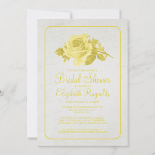 Yellow Rustic Floral/Flower Bridal Shower Invites