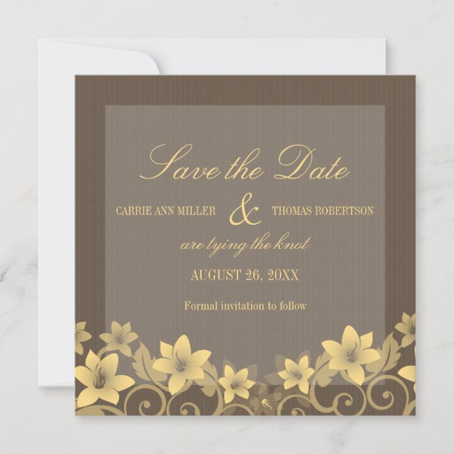 Yellow Rustic Floral Save the Date Invite (Front)
