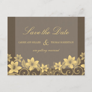 Yellow Rustic Floral Save the Date Postcard