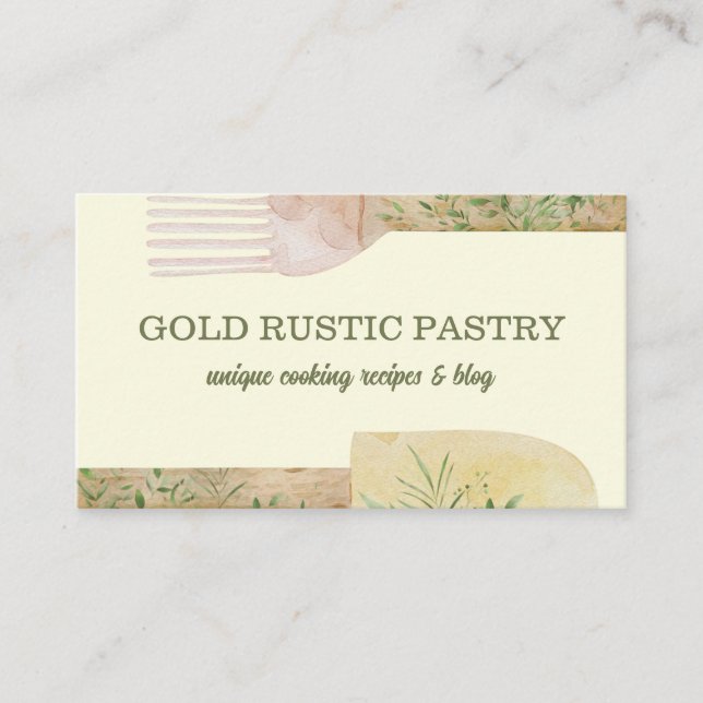 Yellow Rustic Pastry bakery Business Card (Front)