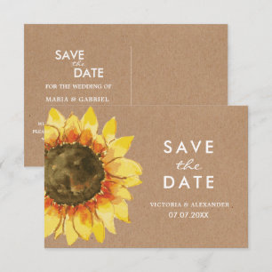 Yellow Rustic sunflower. Postcard save the date