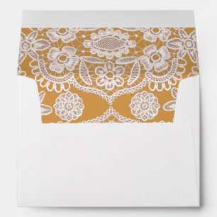 Yellow Rustic Vintage Lace Return Address Envelope
