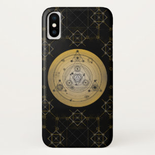Yellow sacred geometry circle with alchemy pattern Case-Mate iPhone case